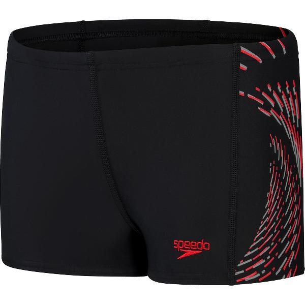 Foto van Speedo Plastisol Placement Aquashort Zwart/Rood Heren Sportzwembroek - Maat 8