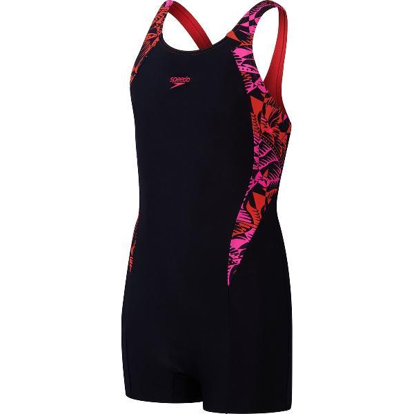 Foto van Speedo Printed Panel Legsuit Zwart/Roze Sportbadpak - Maat 164