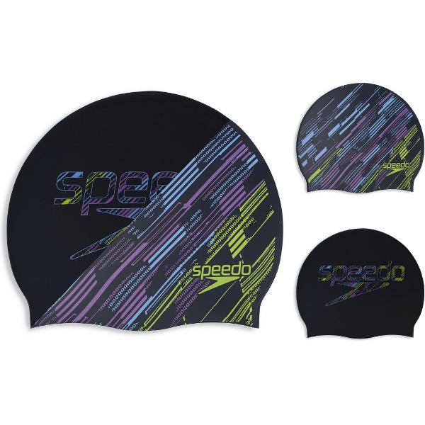 Foto van Speedo Reversible Moulded Silicone Cap Black/Curious Blue/Lemon Drizzle