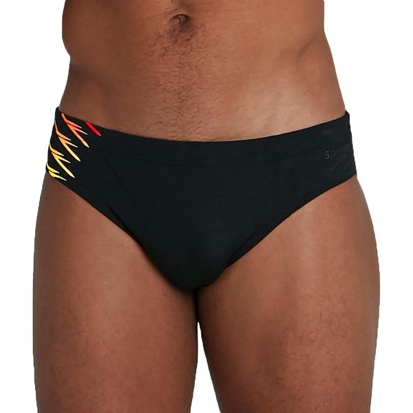 Foto van Speedo Tech Panel Sportzwembroek - Maat 6 - Mannen - zwart - geel - oranje