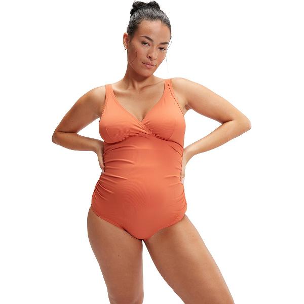 Foto van Speedo V Neck Maternity U Back Bruin/Oranje Sportbadpak - Maat L