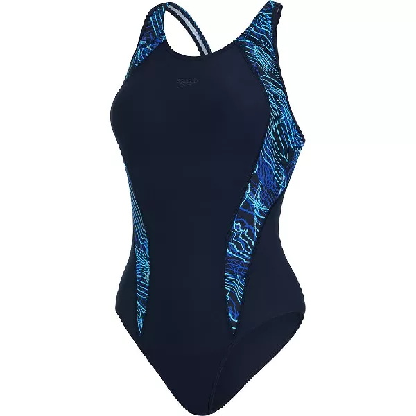 Foto van Speedo Womens Allover Panel Laneback Swimsuit - True Navy/Aquarium/Sea Glass/Light Adriatic