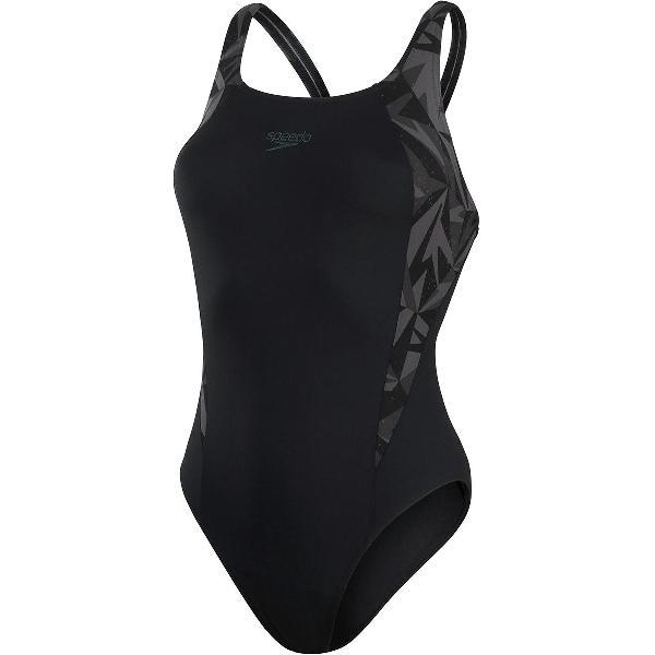 Foto van Speedo Women's Hyperboom Splice Muscleback Swimsuit - Black/Oxid Grey/Usa Charcoal