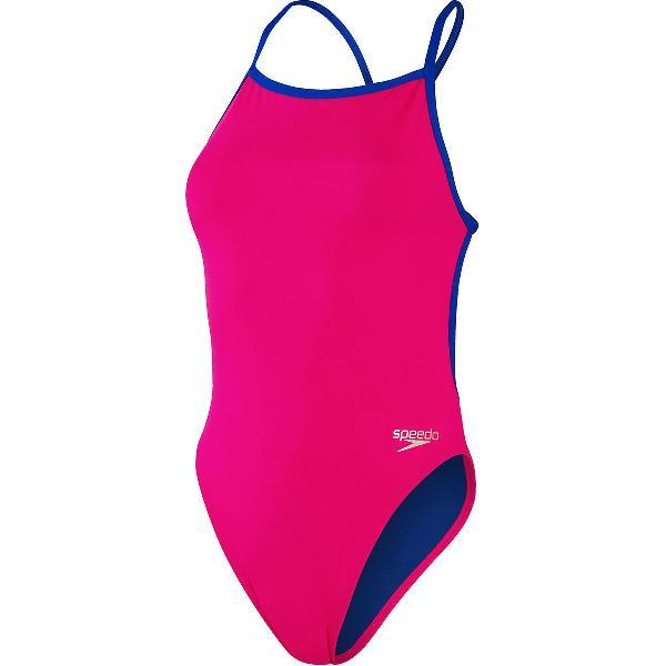Foto van Speedo Women's Solid Vback Swimsuit - Electric Pink/Chroma Blue