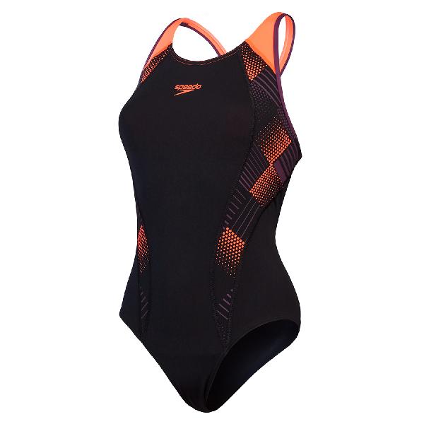 Foto van Speedo eco+ placem laneback zwart/paars dames 40
