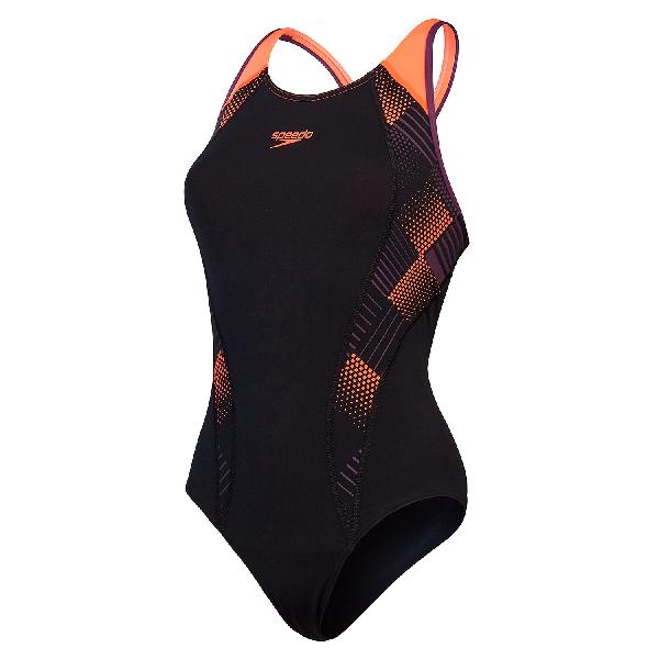 Foto van Speedo eco+ placem laneback zwart/paars dames