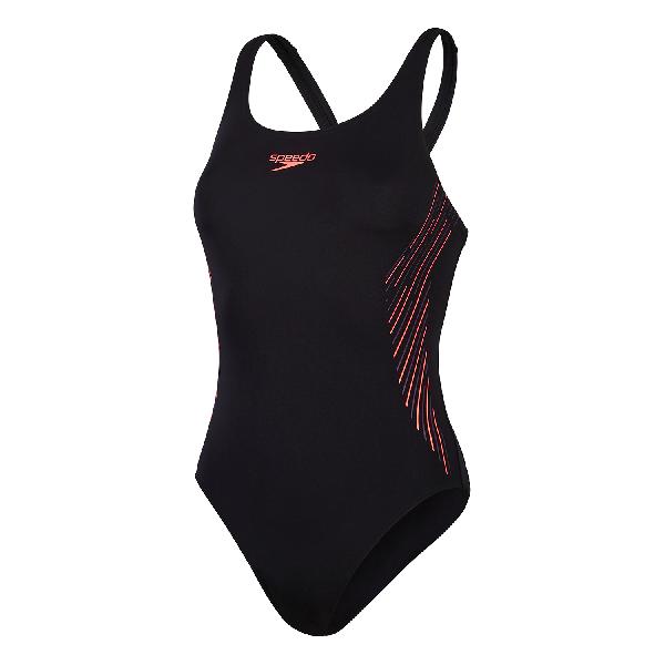 Foto van Speedo eco+ placem muscleback zwart/rood dames 34