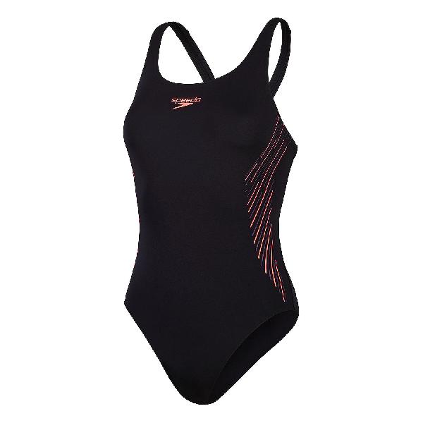 Foto van Speedo eco+ placem muscleback zwart/rood dames