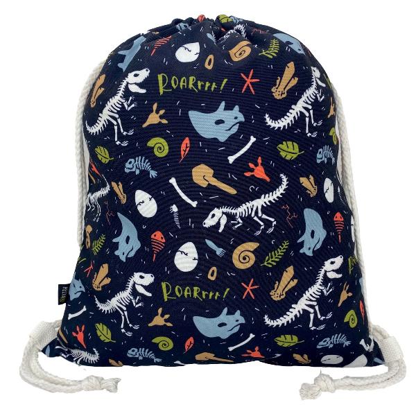 Foto van Sporttas Dino Skelet - met stevig rijgkoord - Ideale rugtas om te gebruiken als sporttas, zwemtas of gymtas.