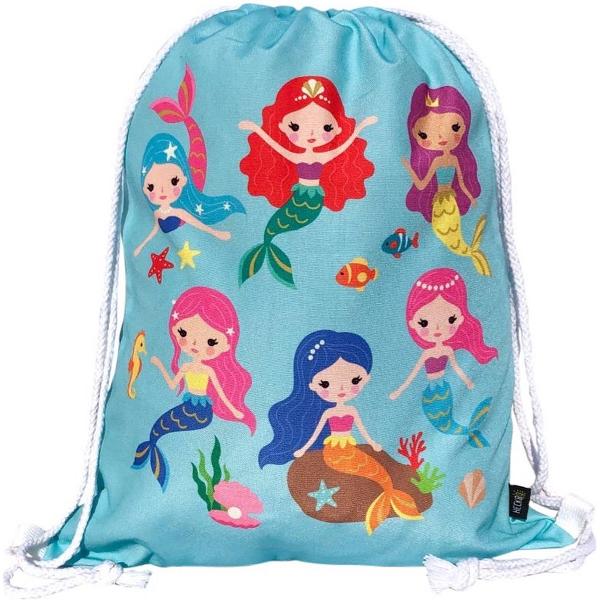 Foto van Sporttas Zeemeermin - met stevig rijgkoord - Ideale rugtas om te gebruiken als sporttas, zwemtas of gymtas.