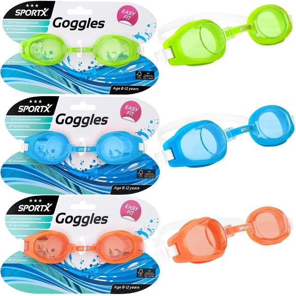 Foto van Sportx Junior Zwembril 3 Sterren Groen/Blauw/Oranje Assorti