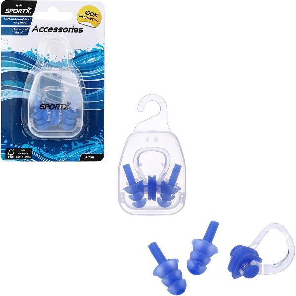 Foto van Sportx Volwassenen Neusclip En Oordoppen 2 Sterren Blauw
