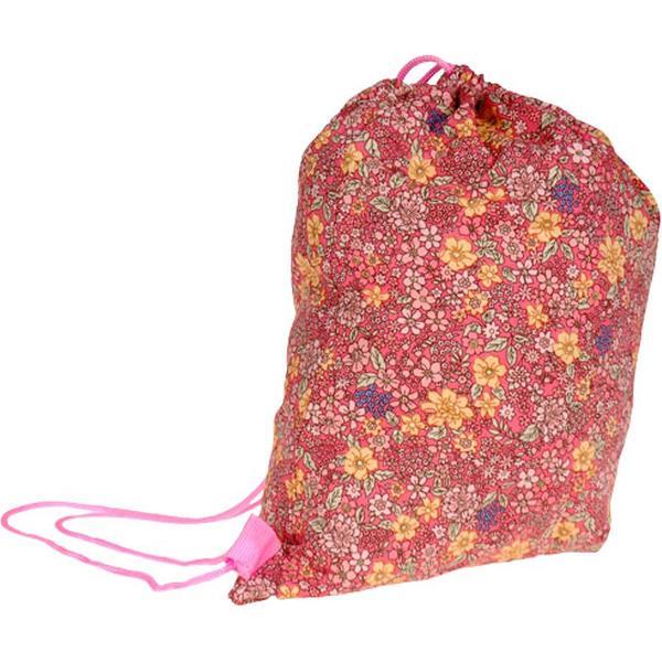 Foto van Trekkoordtas bloemetjes roze - 26x35 cm