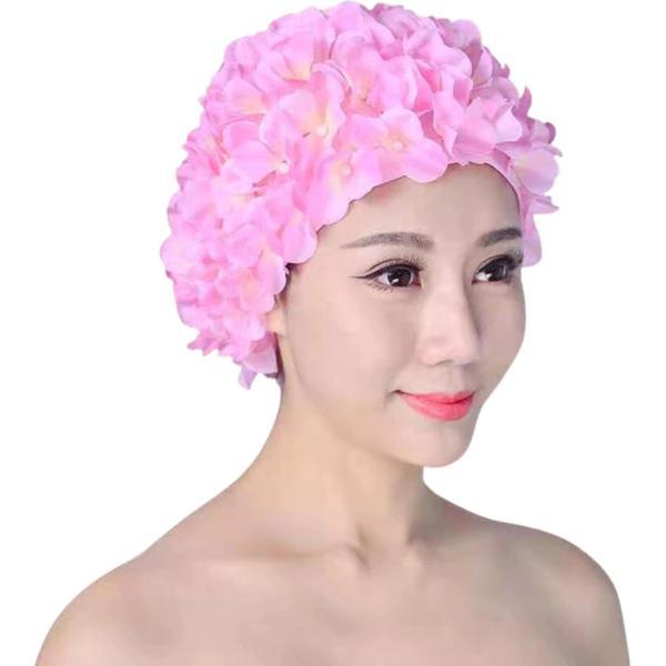Foto van Winkrs | Licht roze bloemetjes badmuts | Douche accessoire, haarbedekking, douchecap, zwemmen