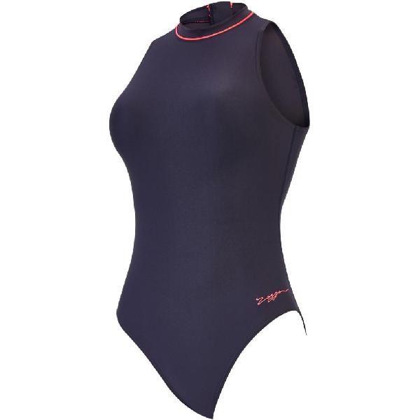 Foto van Zoggs Women's Cable Zipped Highneck Swimsuit - Black/Coral