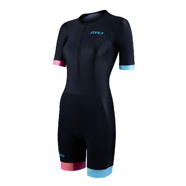 Foto van Zone3 Activate plus korte mouw trisuit zwart/neon dames S